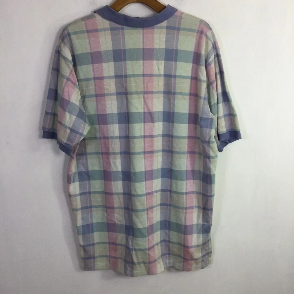 Polo by Ralph Lauren Mens Vintage 90’s Polo Shirt Pastel Pink Blue Plaid Size XL